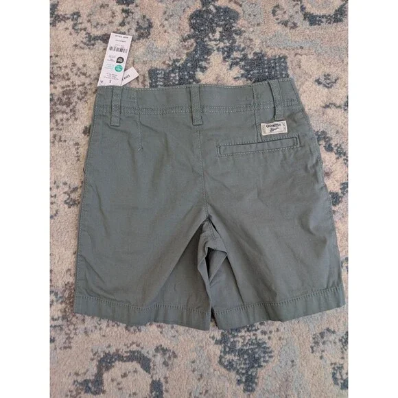 OshKosh Shorts Boys 5T Green Khaki Stretch Flat Front Casual Chino NWT 5 NEW - Picture 7 of 8